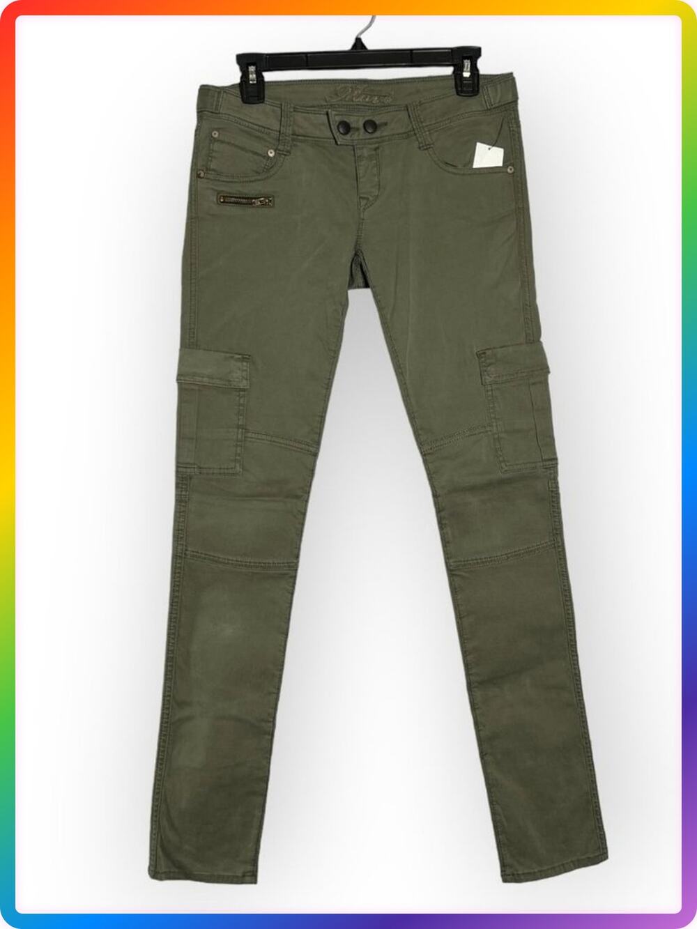 Mavi Low Rise Cargo Skinny Jeans SIZE 27x33 Green Utility Stretch Denim Slim